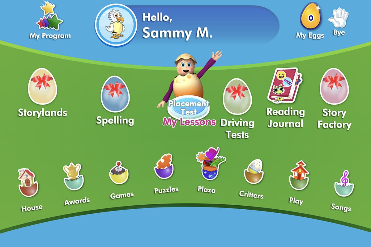 Reggie the Reading Eggs mascot greets all children with a wave when they enter the program